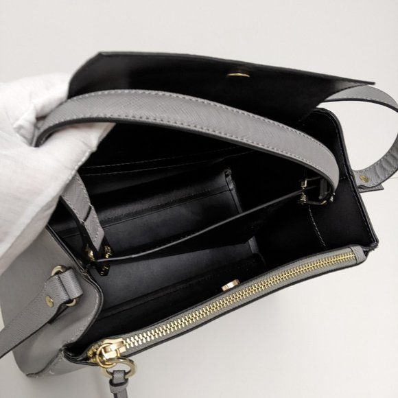 Zara Basic Collection Gray Handbag Crossbody Adjustable Button Closure Pocket - Picture 9 of 16